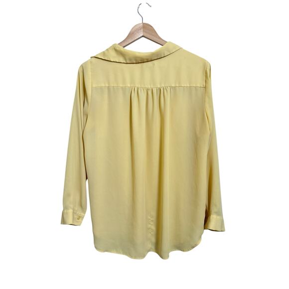 Ann Taylor Women’s Canary Yellow Collared 3/4 Sleeve Blouse Size Petite Large - Picture 2 of 11